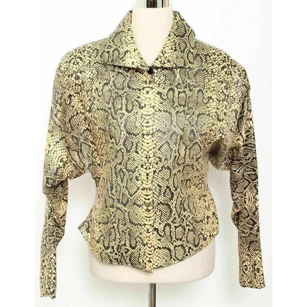 Vtg Roberta Weissburg Reptile Print Leather Jacket
